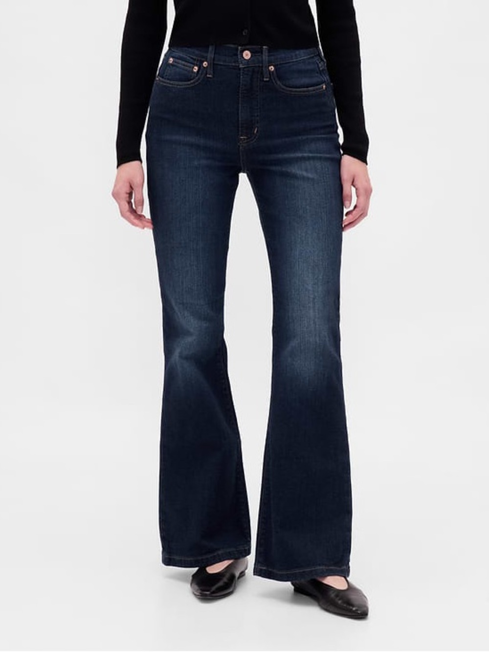 Gap 1970s Flare High Rise Dark Wash Jeans Size 28 Mint Condition